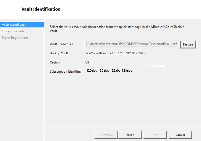 Screenshot che mostra la Registrazione guidata server.