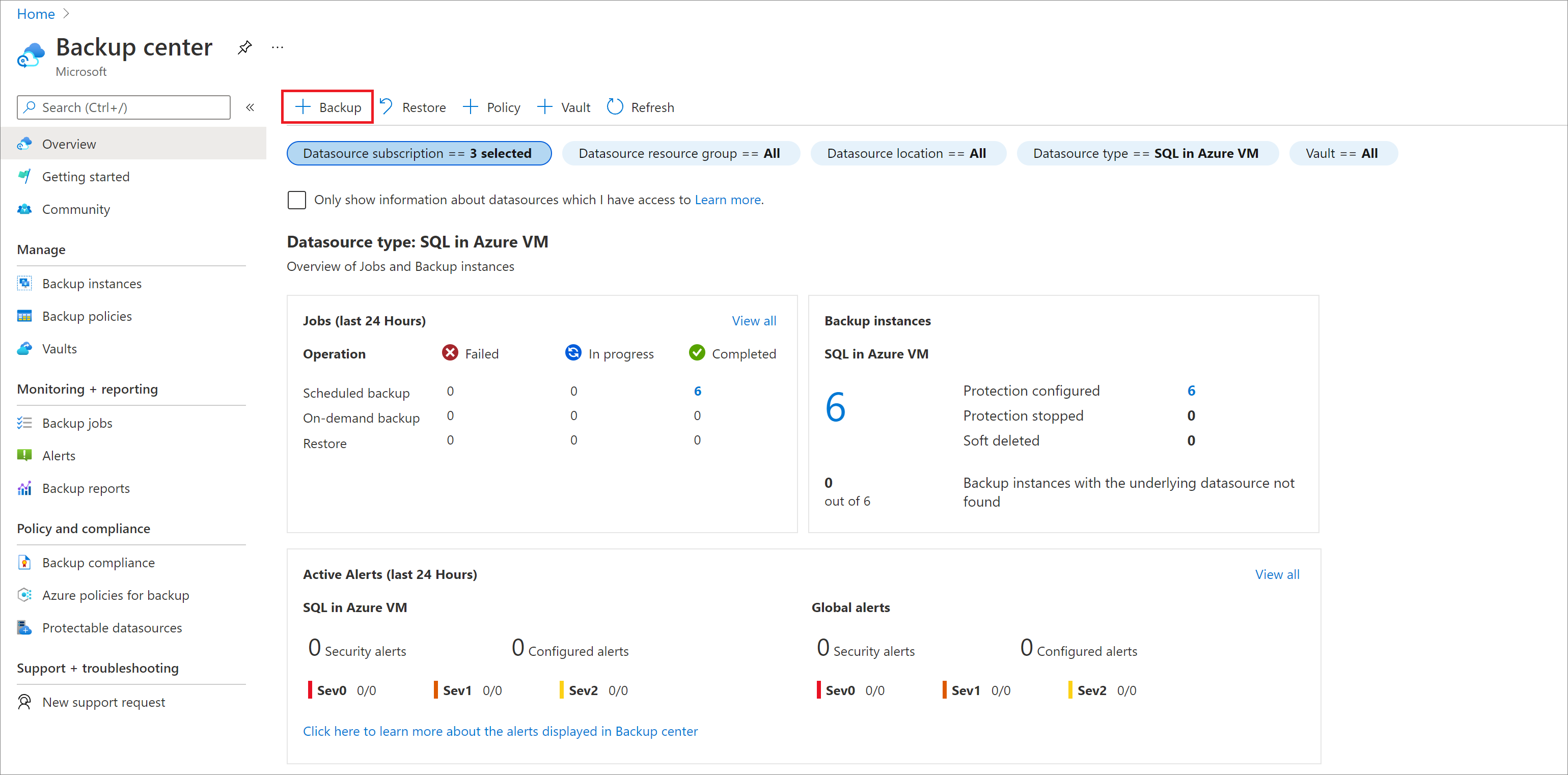 Screenshot che mostra per avviare il controllo dei database SAP HANA.