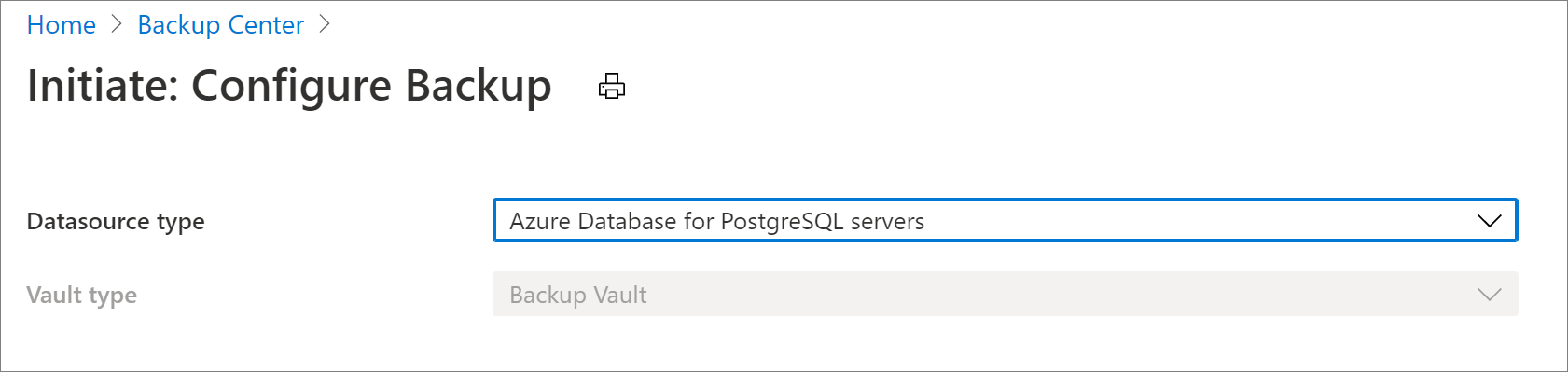 Selezionare l'origine dati per configurare il backup del server Database di Azure per PostgreSQL