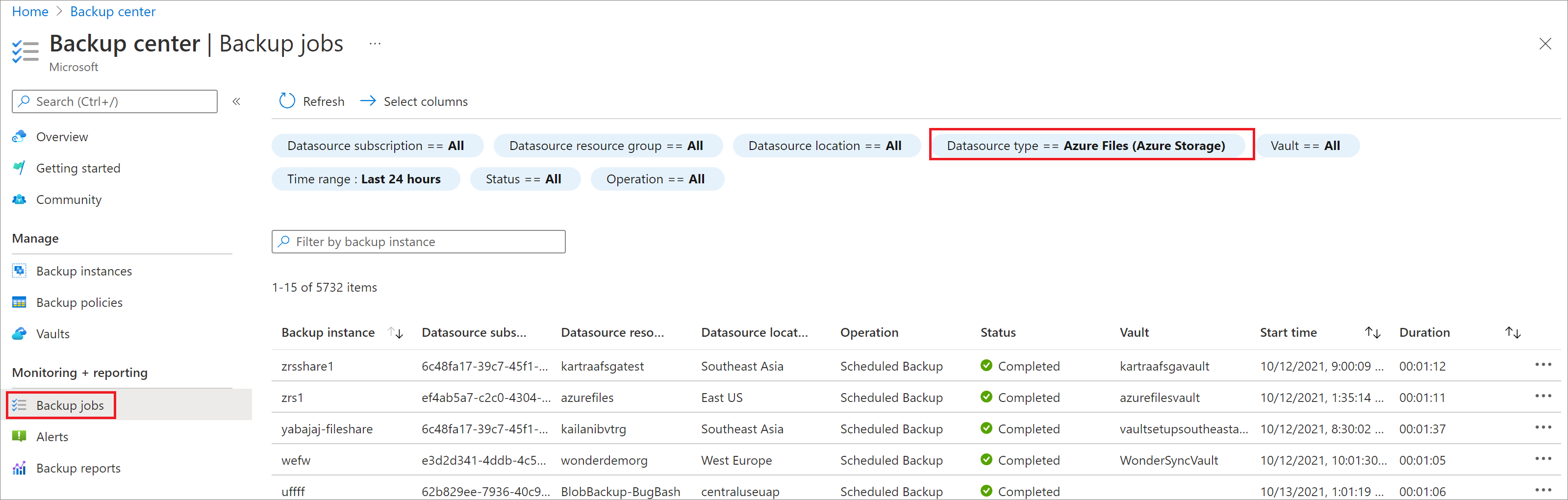 Screenshot che mostra come selezionare Processi di backup.