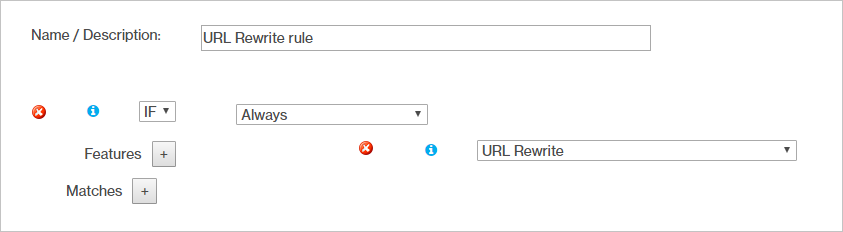 Screenshot della regola di riscrittura URL della rete per la distribuzione di contenuti a sinistra.