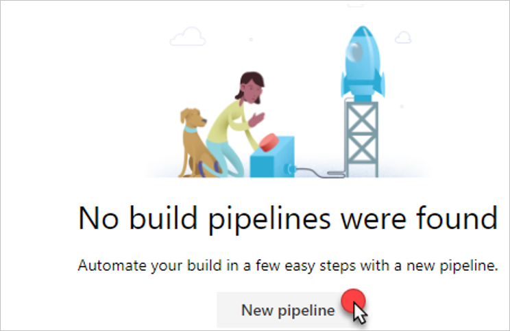 Screenshot che mostra il pulsante Nuova pipeline in Azure DevOps.