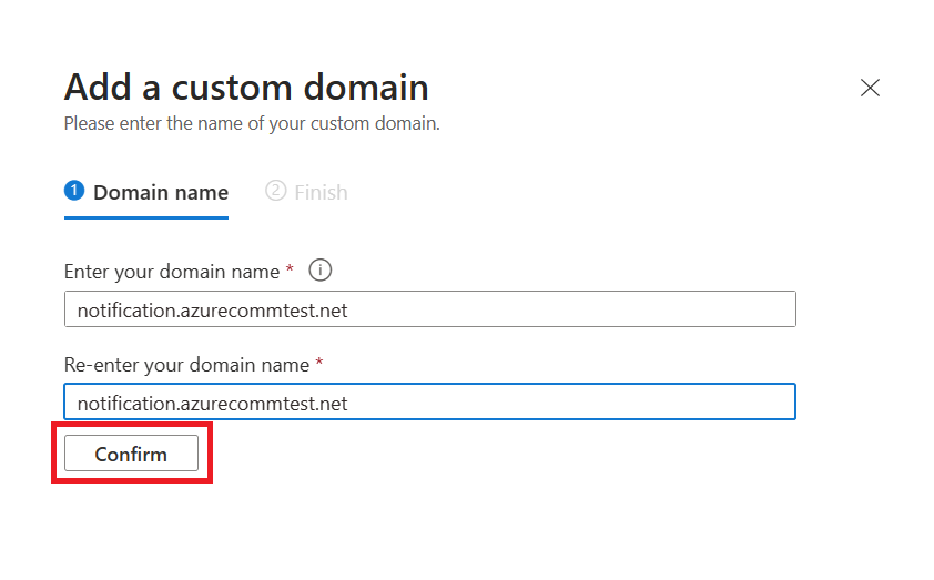 Screenshot che mostra dove immettere il valore del dominio personalizzato.