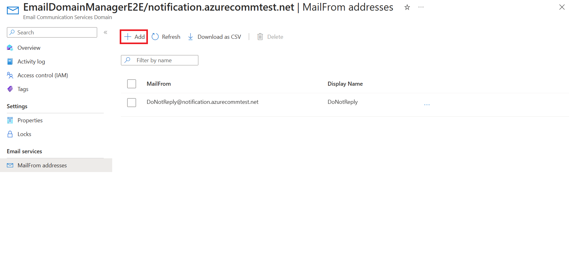Screenshot che illustra come modificare l'indirizzo MailFrom e il nome visualizzato.