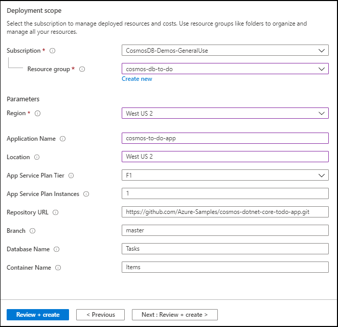 Screenshot dell'interfaccia utente di distribuzione del modello