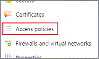 Screenshot dell'opzione Criteri di accesso nel menu di spostamento delle risorse.