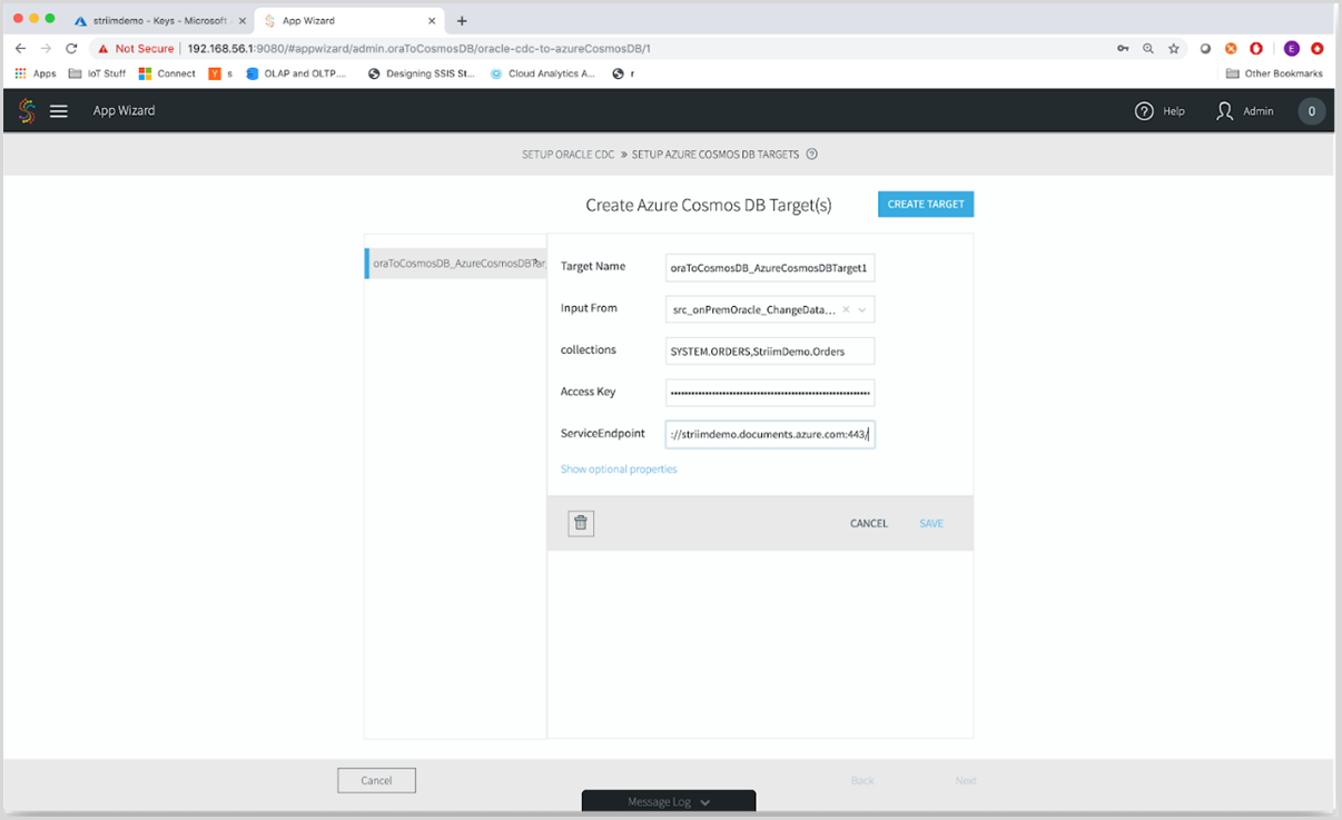 Configurare i parametri di destinazione