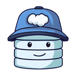 Illustrazione della mascotte del generatore di API dati, che è un database con un cappello da costruzione con un logo cloud.