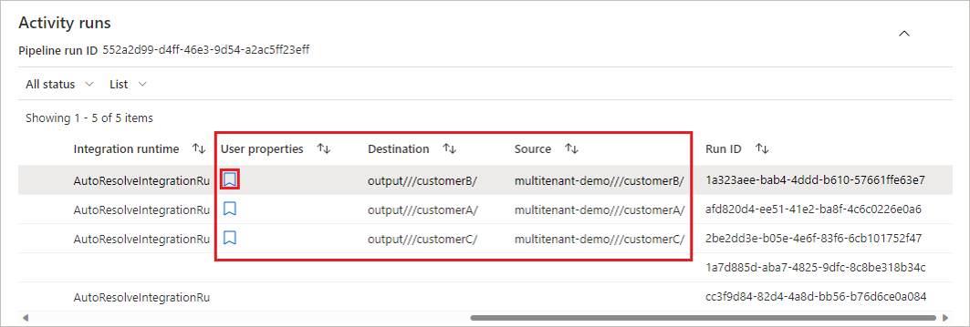 Screenshot che mostra come usare le proprietà utente nella scheda Monitoraggio.