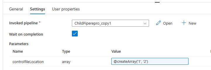 Screenshot che mostra come usare la funzione create array.