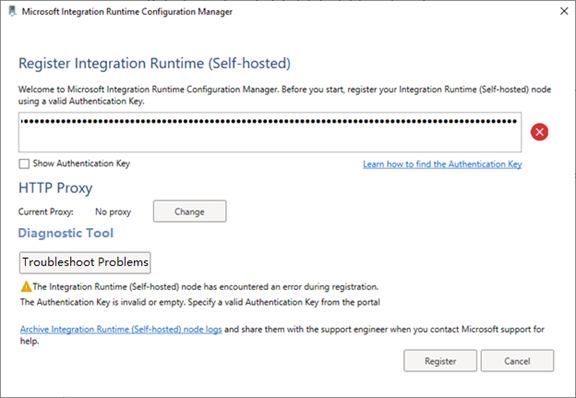 Screenshot che mostra come risolvere i problemi usando Gestione Configurazione Runtime.