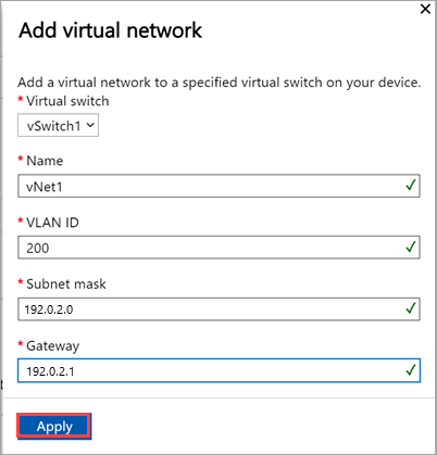 Screenshot di come aggiungere una rete virtuale nella pagina