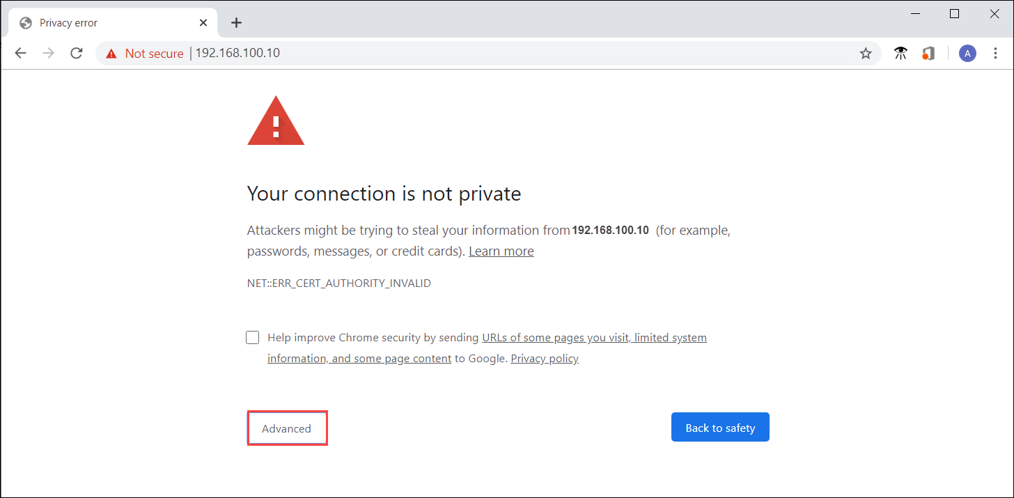 Messaggio di errore del certificato di sicurezza del sito Web