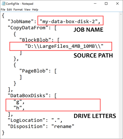 Screenshot che mostra il contenuto del file di configurazione di esempio.