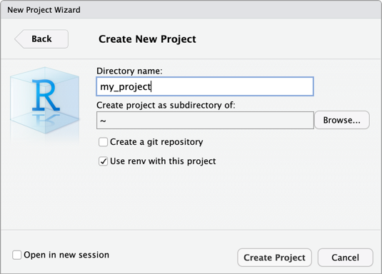 Creare il progetto RStudio Desktop