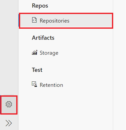 Screenshot che mostra dove passare per selezionare i repository.