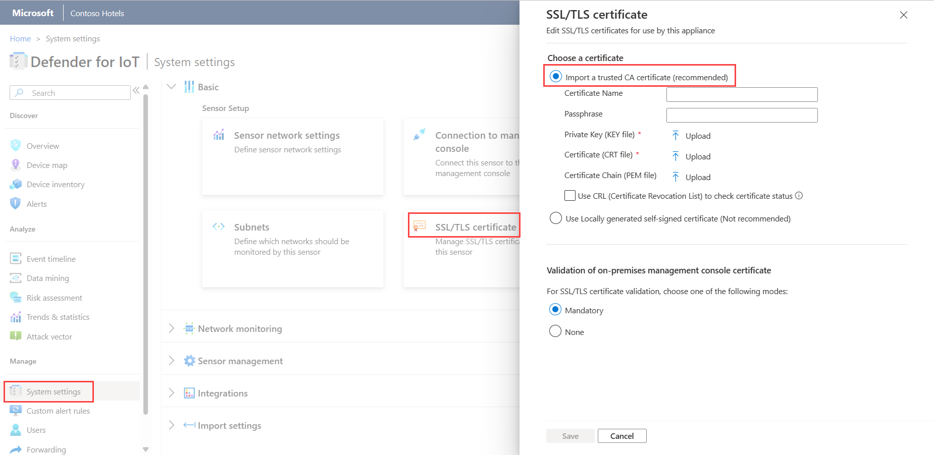 Screenshot dell'importazione di un certificato ca attendibile.