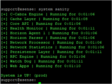 Screenshot che mostra i servizi in esecuzione.