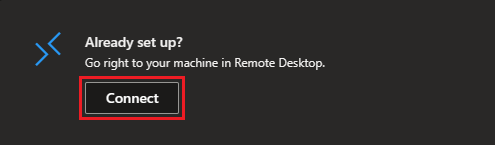 Screenshot dell'opzione per aprire il client Desktop remoto di Windows nella finestra di dialogo di connessione.