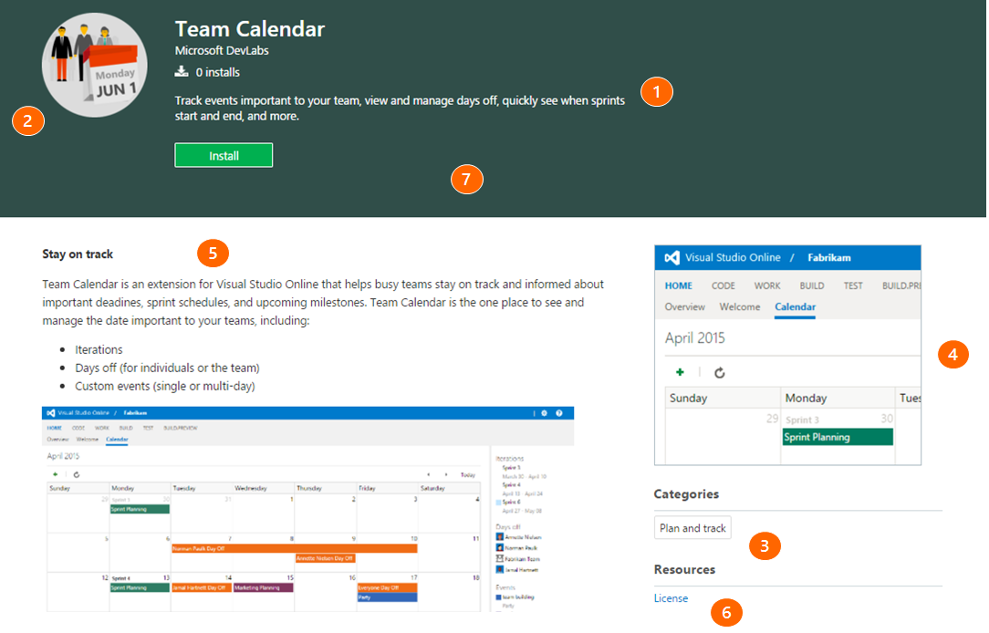Screenshot che mostra la scheda dei dettagli per l'estensione in Visual Studio Marketplace.
