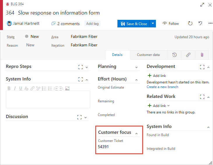 Modulo bug, campo Customer Ticket aggiunto al gruppo di attenzione del cliente