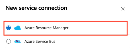 Screenshot che mostra la scelta della selezione di Azure Resource Manager.