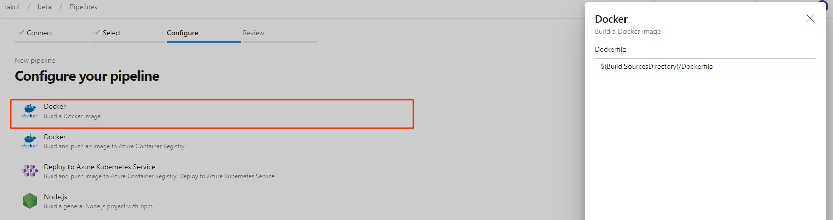 Nuovo modello di immagine di build per Dockerfile.