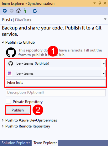 Screenshot delle opzioni nome, nome e nome dell'account GitHub e del pulsante 