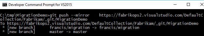 Screenshot che mostra che il comando git push è stato eseguito.