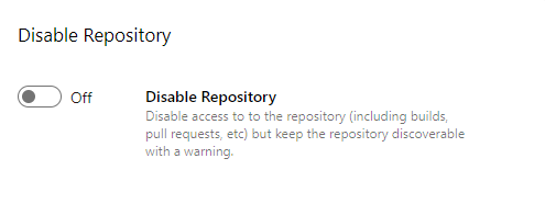 Screenshot che mostra l'impostazione Disabilita repository.