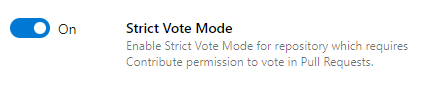 Screenshot che mostra l'impostazione del repository Strict Vote Mode.