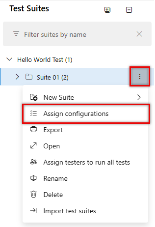 Screenshot che mostra la selezione Assegna configurazioni nel menu a discesa Altre opzioni.