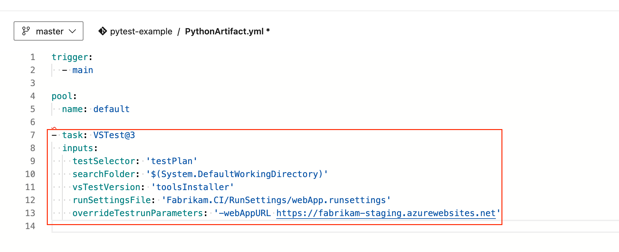 Screenshot che mostra la verifica dell'impostazione del numero di versione dell'attività.