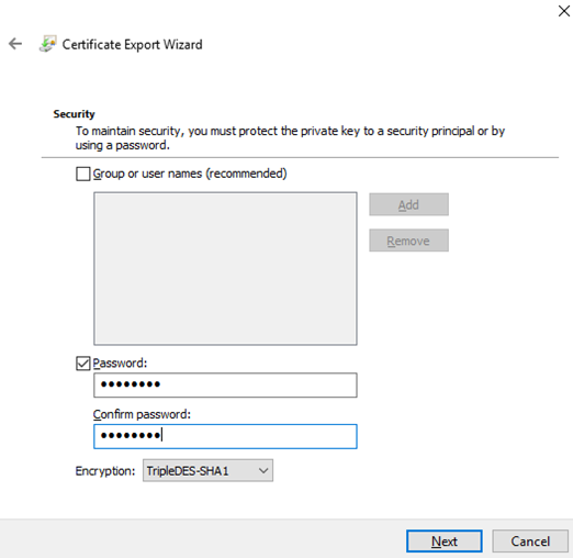 Screenshot showing certificate security