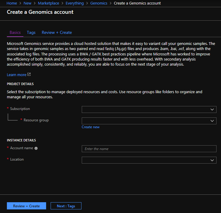 Genomica di Microsoft nel portale di Azure Genomica di Microsoft nel portale di Azure