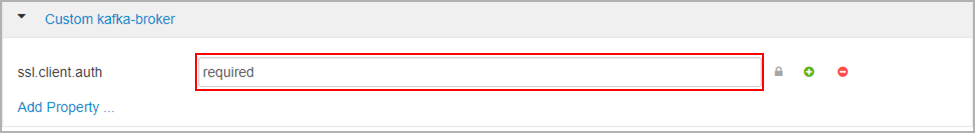 Screenshot che mostra come modificare le proprietà di configurazione ssl Kafka in Ambari.