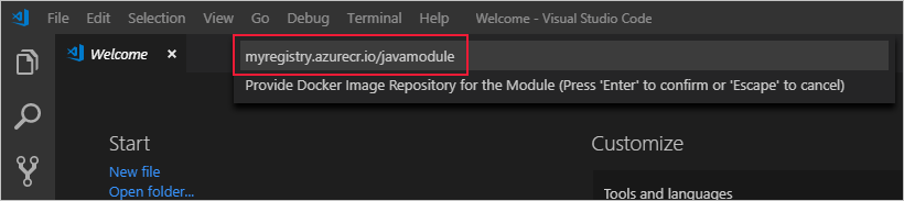 Specificare il repository di immagini Docker