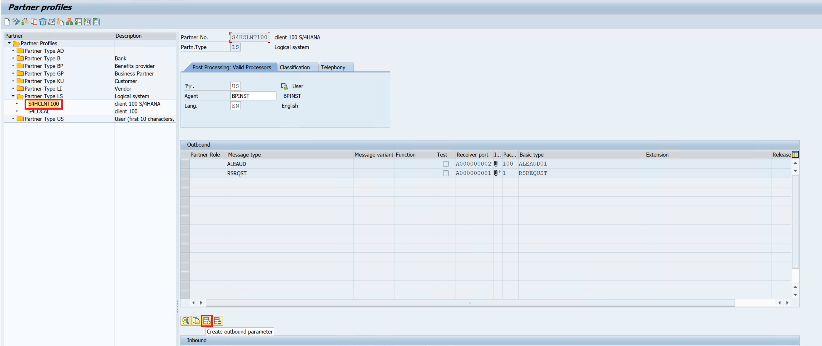 Screenshot che mostra la creazione di un parametro in uscita.