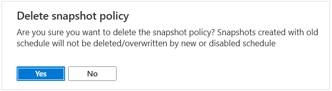 Screenshot that shows snapshot policy delete confirmation.