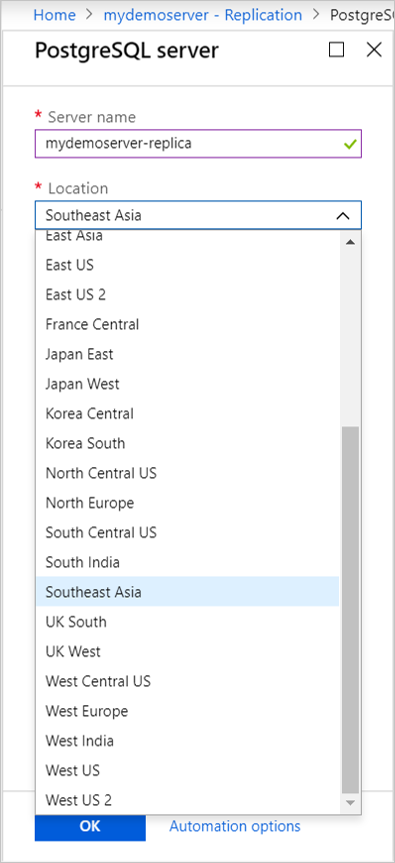 Selezionare una località