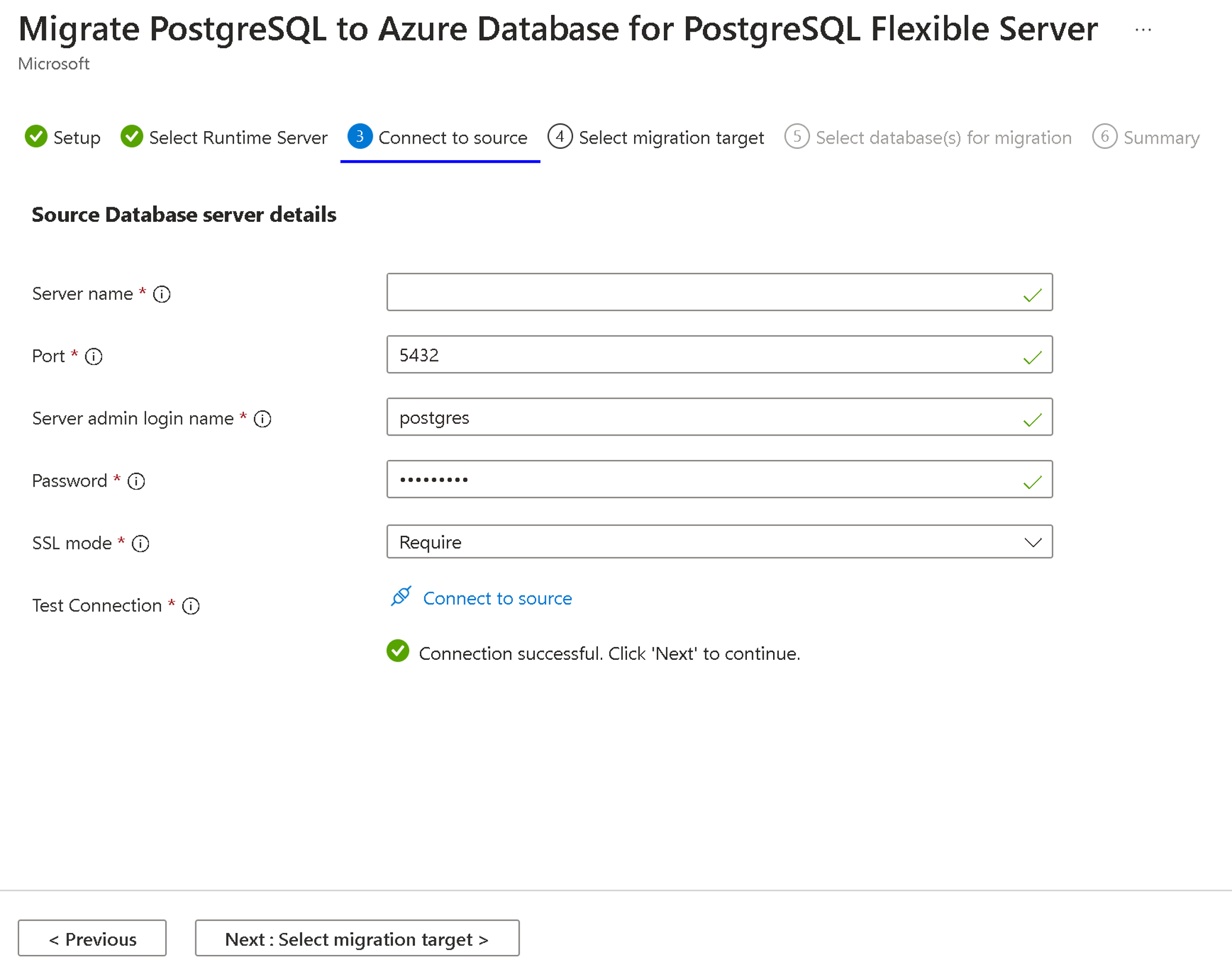 Screenshot di Connectsourcemigration.