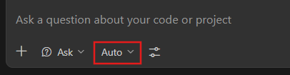 Screenshot che mostra l'icona Seleziona modello nella casella di chat Copilot in Visual Studio Code.