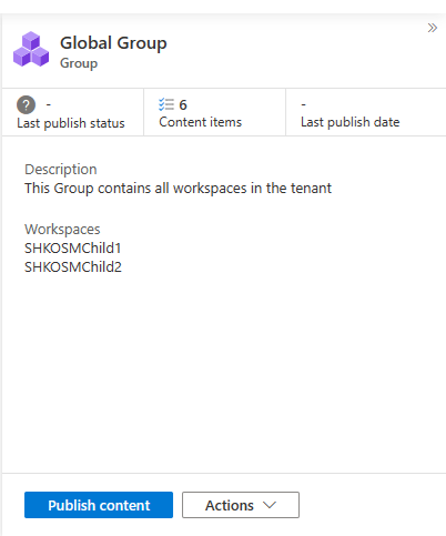 Screenshot che mostra la finestra di pubblicazione del gruppo.