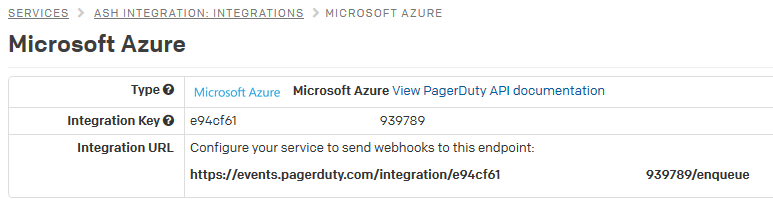 L'URL di integrazione in PagerDuty