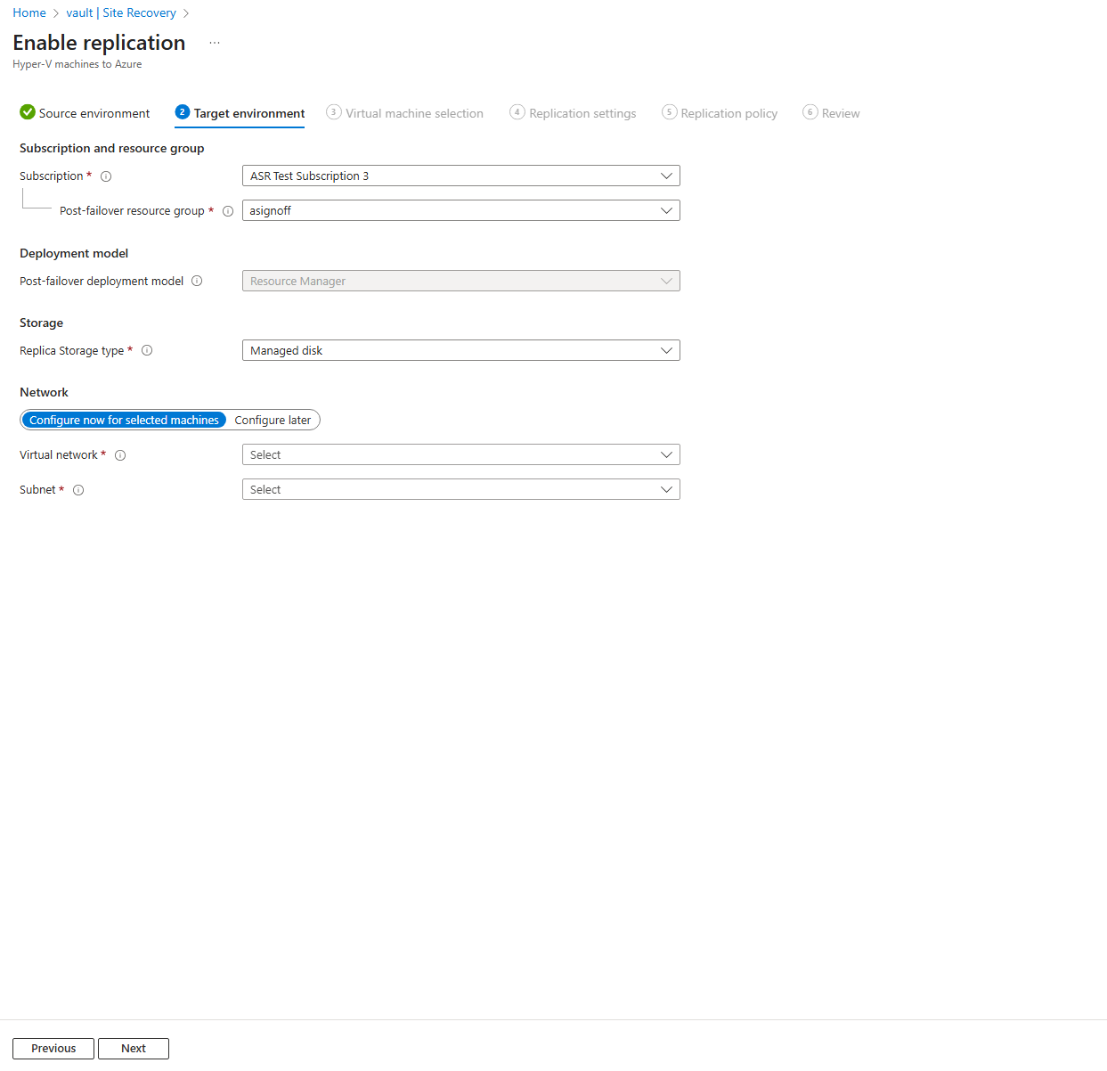 Screenshot della pagina Abilitare replica.