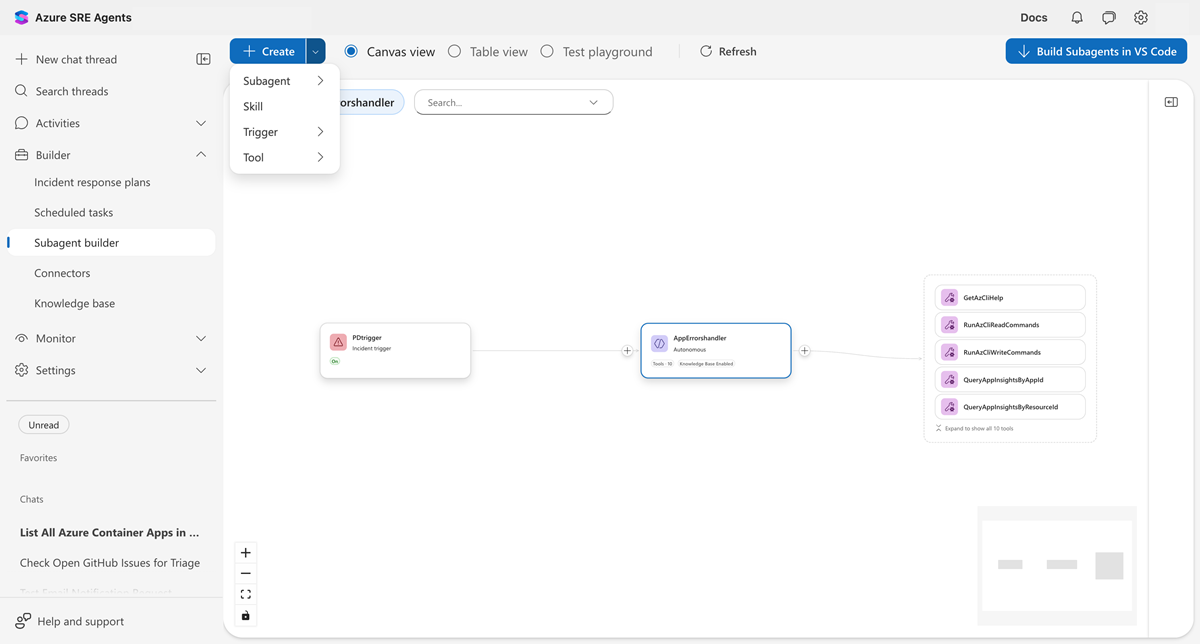 Screenshot del menu Crea che mostra le opzioni degli strumenti e degli strumenti Python.