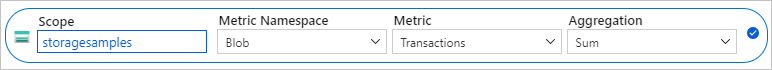 Screenshot che mostra come configurare la metrica per sommare le transazioni BLOB