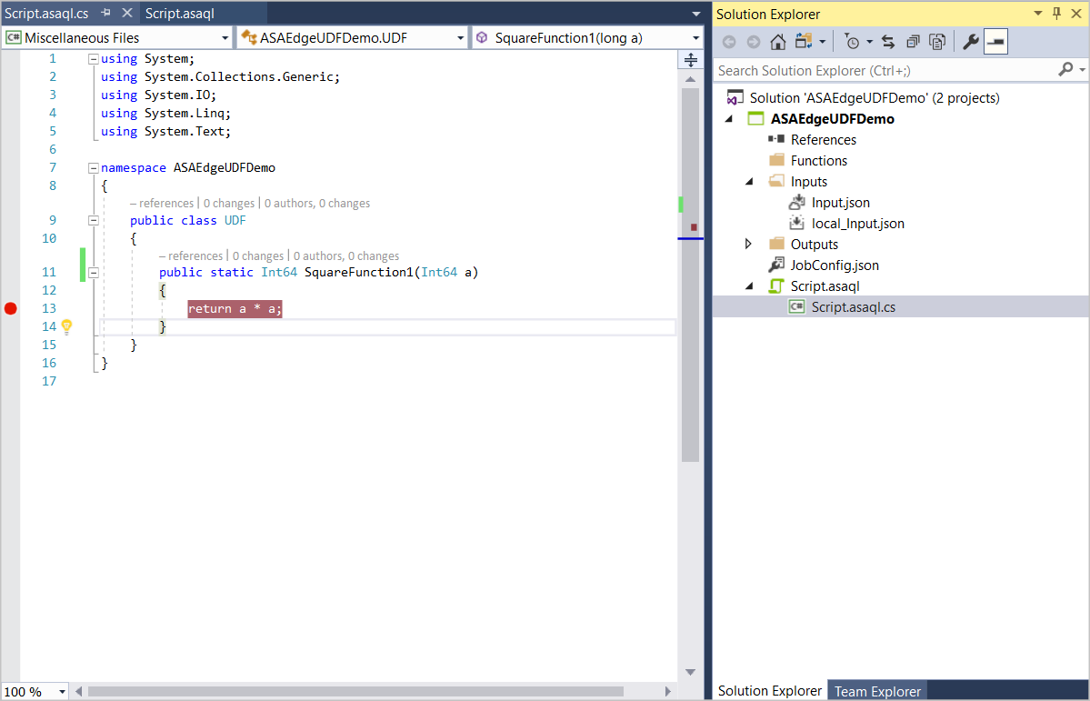 Aggiungere punti di interruzione nella funzione di Analisi di flusso definita dall'utente in Visual Studio