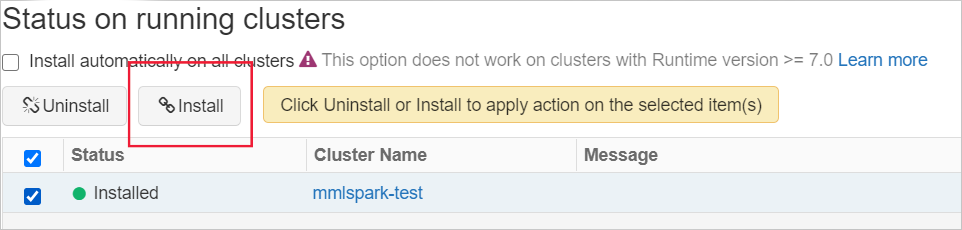Installazione della libreria nel cluster