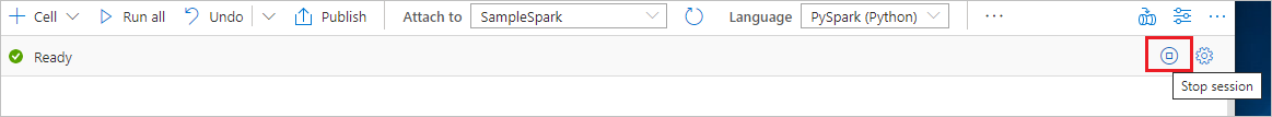 Screenshot showing the Stop session button on the status bar.